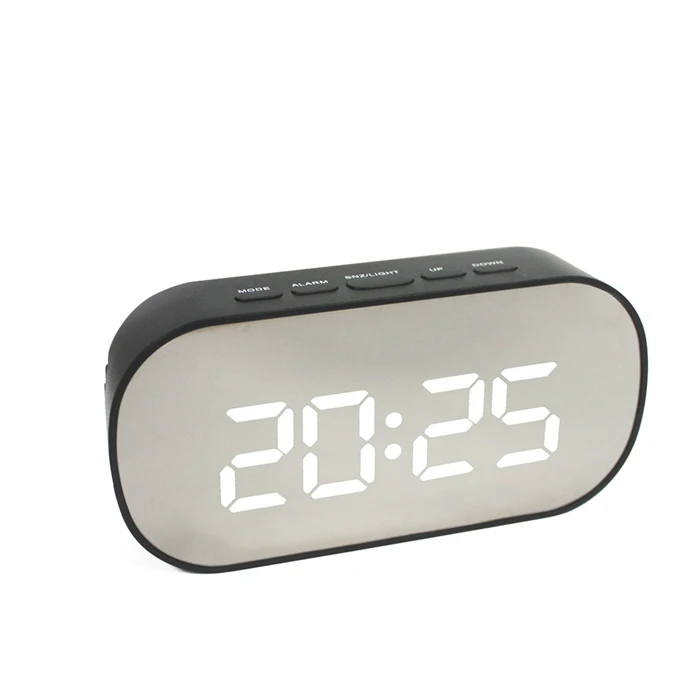 B-oval-white Зеркальный светодиодный Будильник цифровые часы Повтор ночные огни термометр электронный черный Despertador настольные часы домашний декор - Цвет: B-oval-white