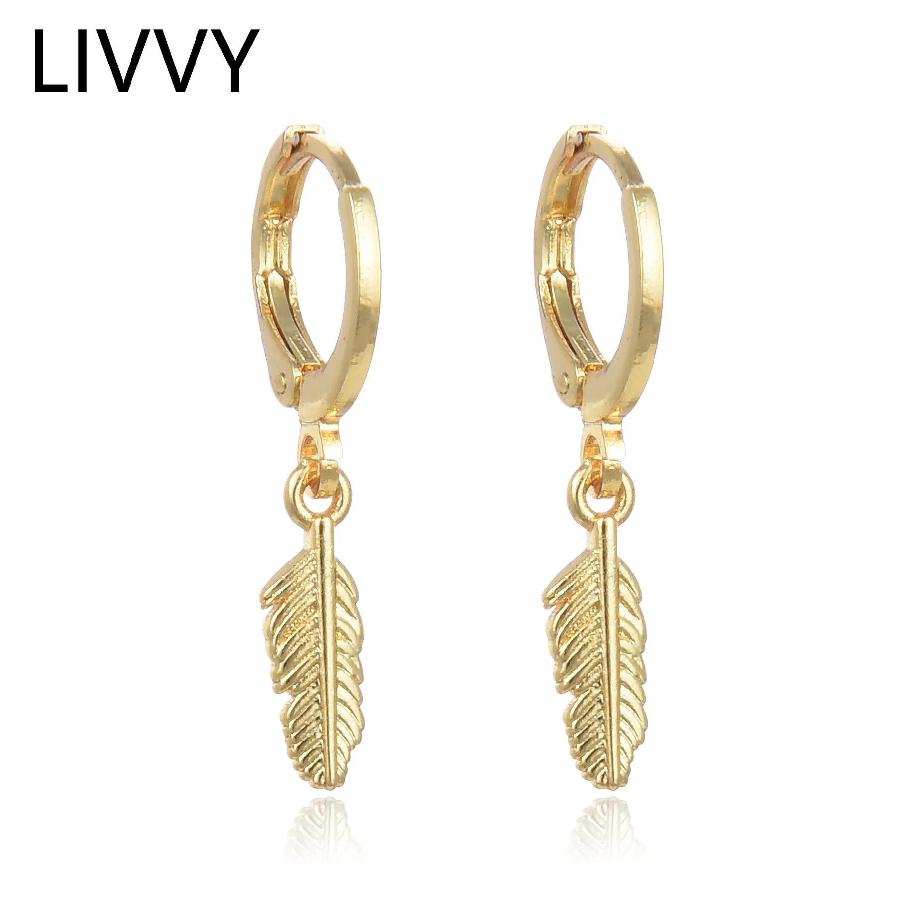 

LIVVY Silver Color Fashion Punk Feather Pendant Earring For Women Men Creative Party Jewelry Accessories