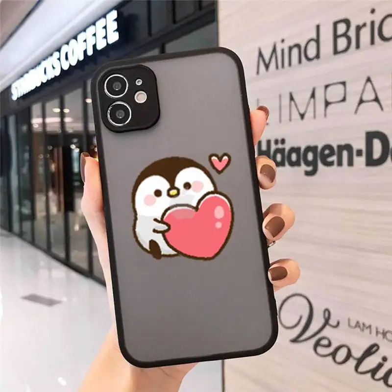 

Bear Penguin Kawaii Cute Phone Cases matte transparent For iphone 7 8 11 12 plus mini x xs xr pro max cover
