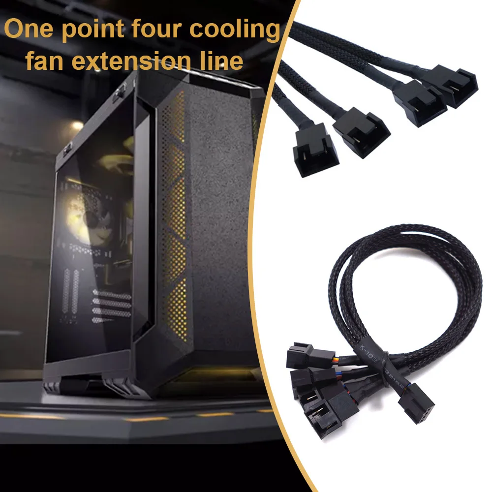 

PWM Fan Extension Cable for Computer Fan Cooling 4 Pin Pwm Cable 1 To 4 Ways Splitter Black Sleeved Connector Extension Cables