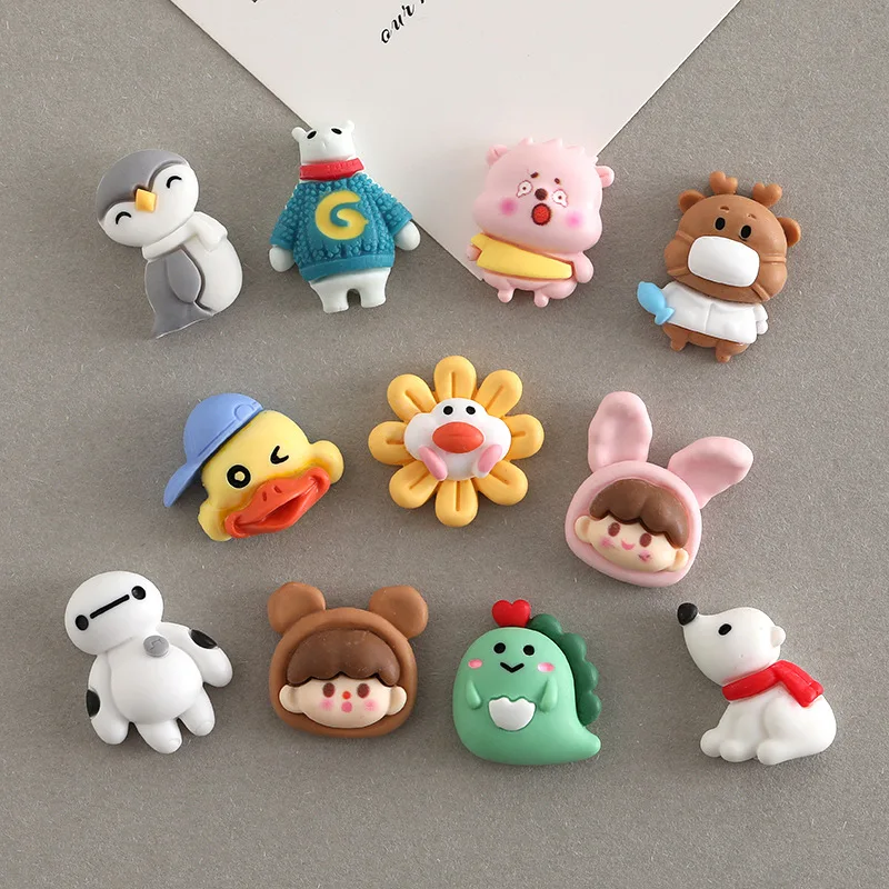 

20Pcs Cartoon Flatback Resin Charms Cute Dinosaur Bear Penguin Patch Ornaments DIY Scrapbook Planar Crafts Decorative Material