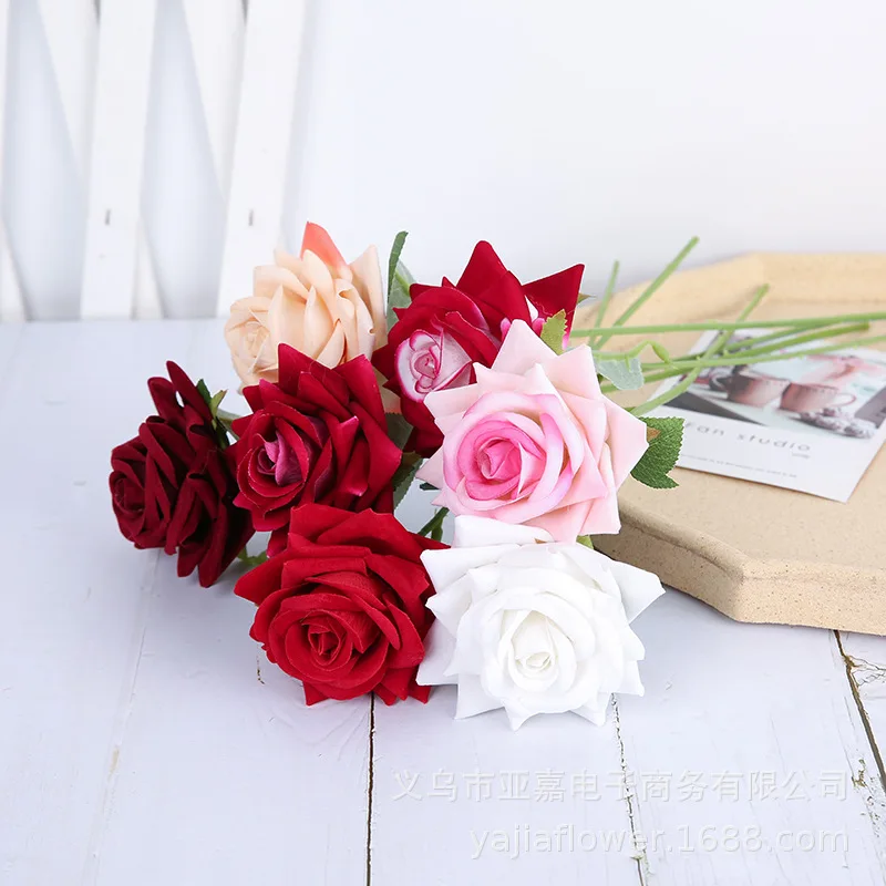 

Подарок на день Святого Валентина, искусственный шелк, 1 букет французских роз, цветочный букет, искусственный цветок, настольная Роза, один...