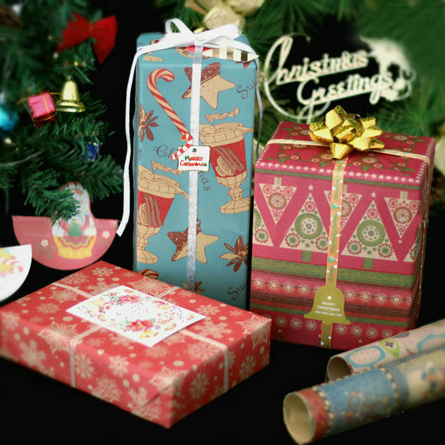 Behogar 10 рулон для упаковки подарков Упаковочная бумага дома Рождество День