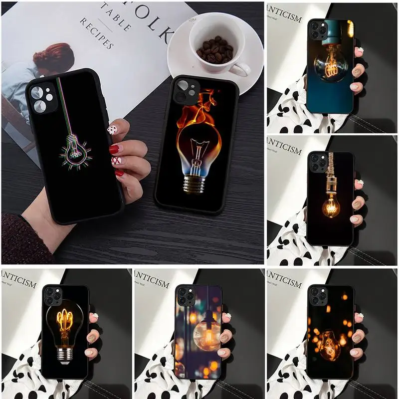 

light bulb bling shine Phone Cases Matte Transparent for iPhone 7 8 11 12 s mini pro X XS XR MAX Plus cover funda