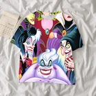 Модная мужская и женская футболка Disney с 3D принтом малефисент Харадзюку мультяшная Урсула с коротким рукавом Повседневная Уличная одежда Топ