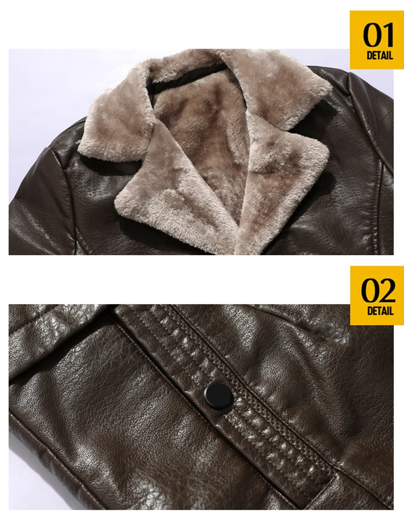

Free shippMen Double-sided fur Leather Jacket Winter New Casual Long Thick Fleece Leather Jacket Parkas Suit Warm Pocket Vintage