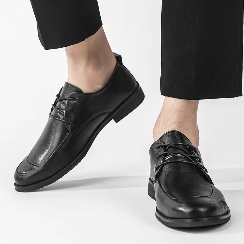 

New Men Shoes Leather Cowhide Leather Shoes Men Comfortable Low-top British Casual Single Shoes Leather Shoes Formal Shoes