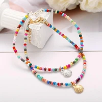bohemian colorful beaded anklet chain alloy scallop pendant ankle bracelet beach anklets foot chains