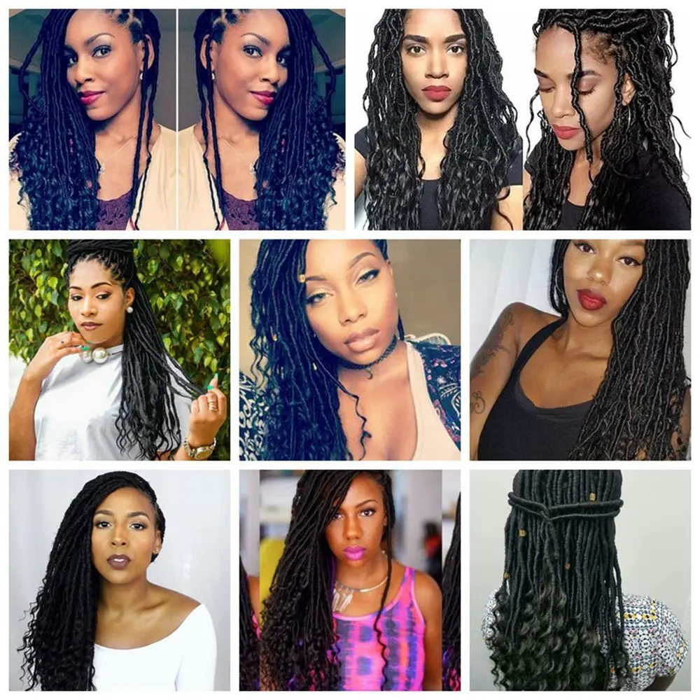 Goddess Locs вязанные крючком волосы волнистые искусственные с кудрявыми концами