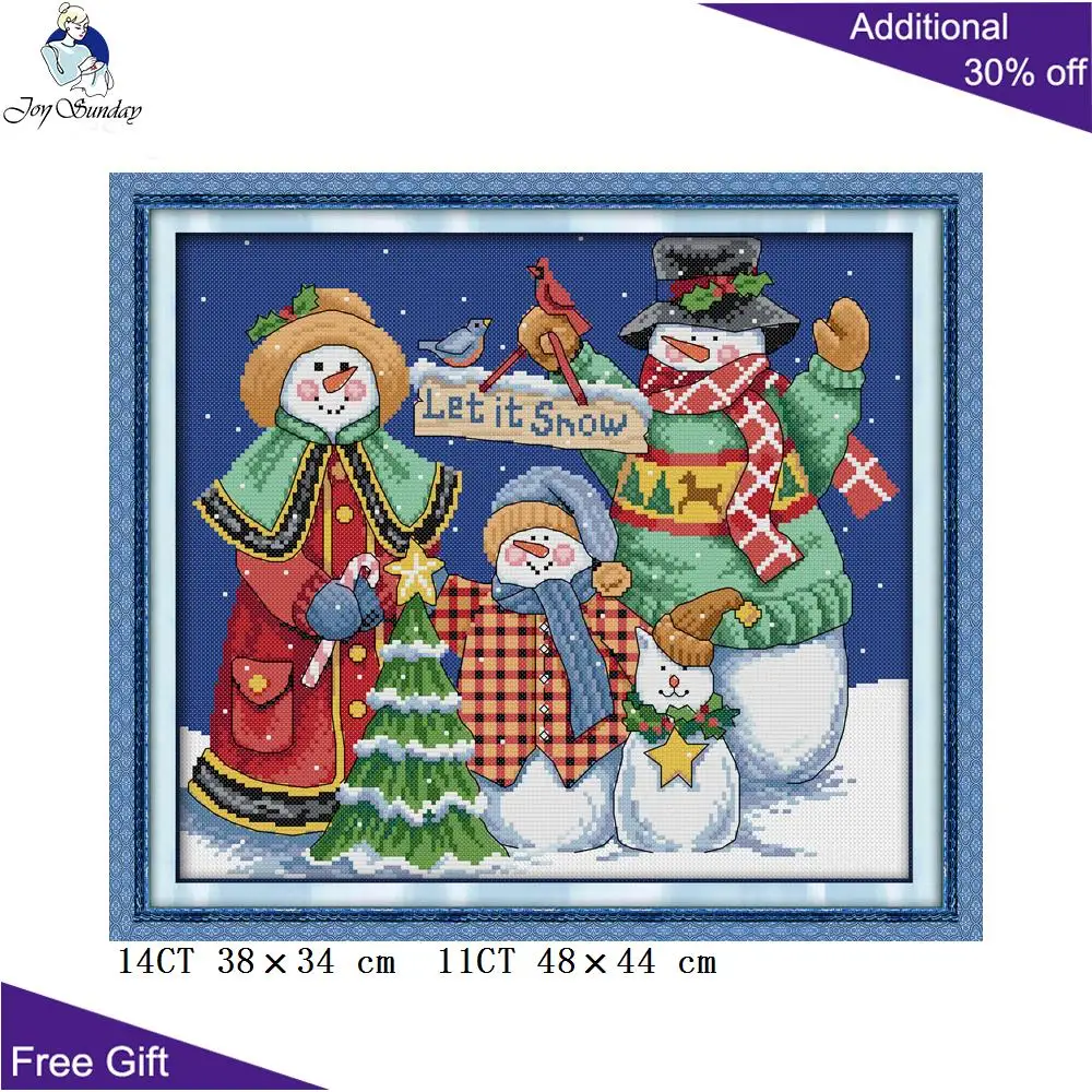 

Joy Sunday Snowman Cross Stitch K632 14CT 11CT Counted and Stamped Lovely Christmas Snowman Christmas Cross Stitch Kits