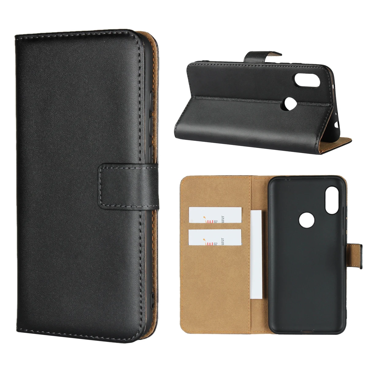 

Magnetic Genuine Leather Wallet Case Book Case With Card Holder Stand For Xiaomi Redmi Note 6 Pro,Flip Soft TPU Shockproof Cover