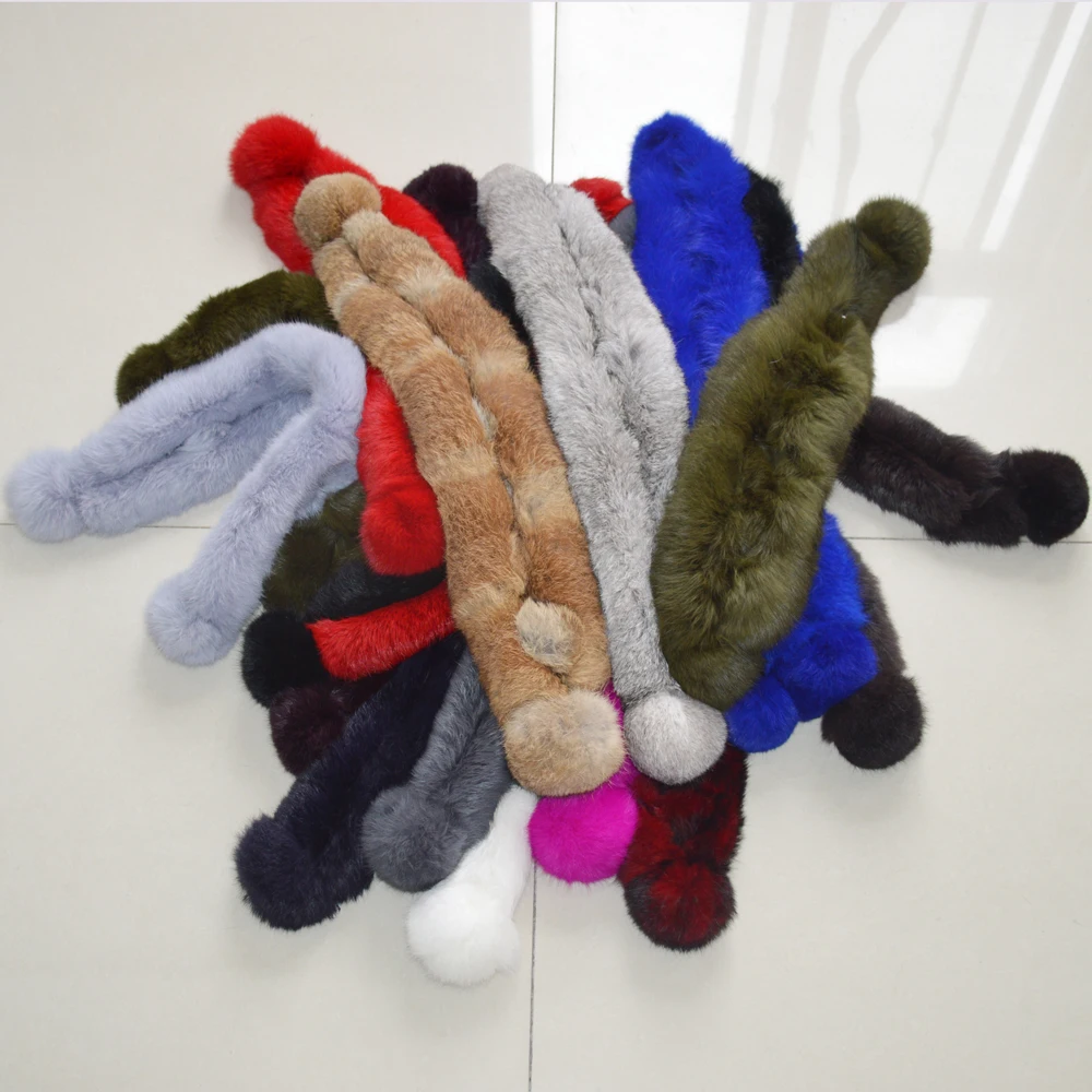 Женский шарф из натурального кроличьего меха мягкий теплый ручной работы 100%