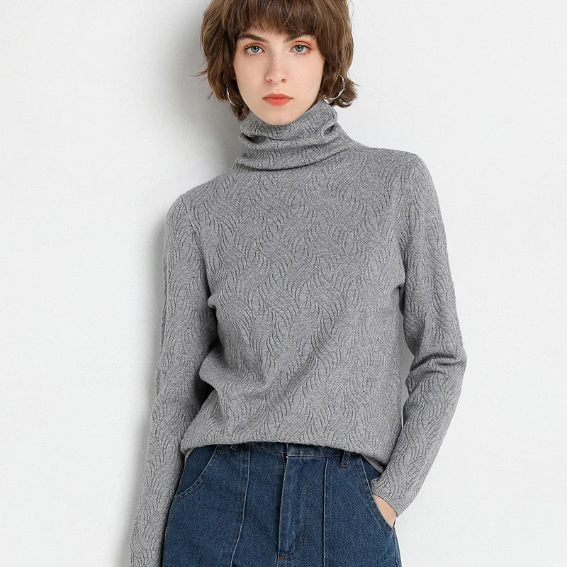 Новинка 2021 шерстяной свитер Базовая рубашка с ворсовым воротником и длинными