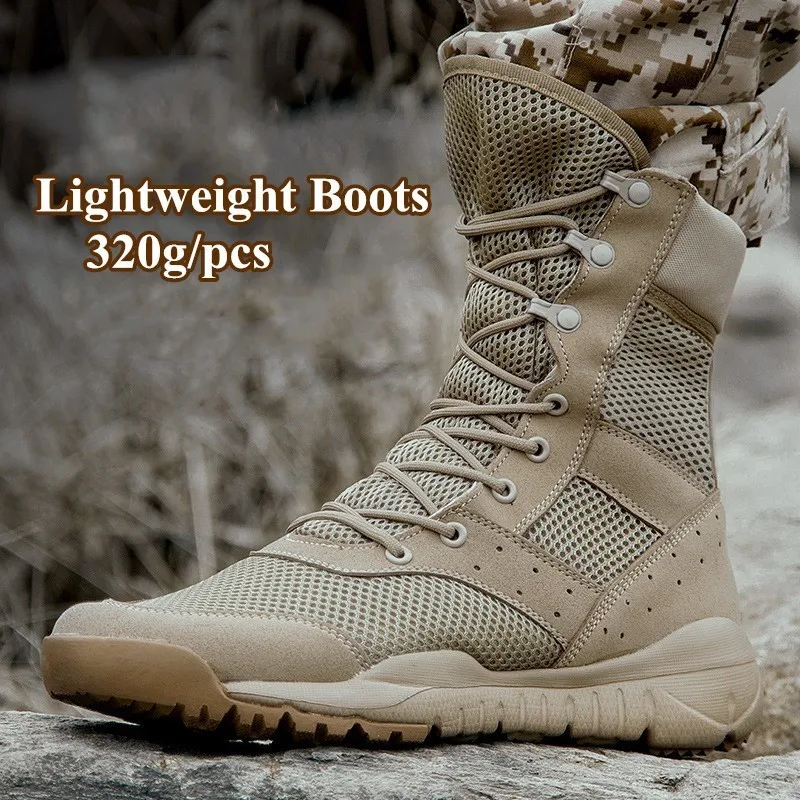 

35-47 Size Men Women Ultrallight Outdoor Climbing Shoes Tactical Training Army Boots Summer Breathable Mesh Hiking Desert Boot