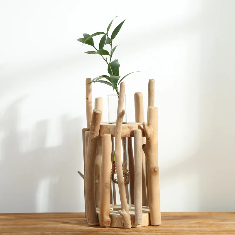 Driftwwood креативное Искусство и ремесла стеклянная ваза деревянные украшения для