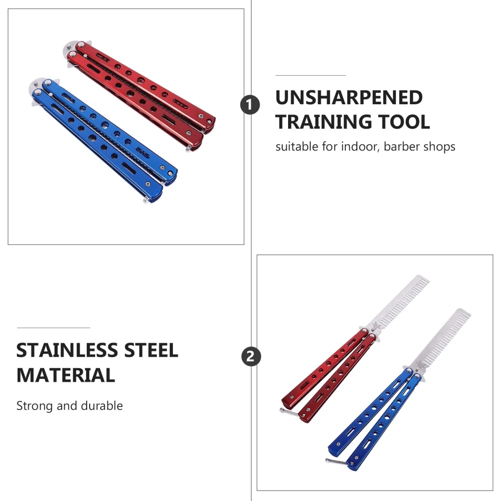 

2Pcs Outdoor Stainless Steel Butterflies Comb Beginner Training Practice Tools