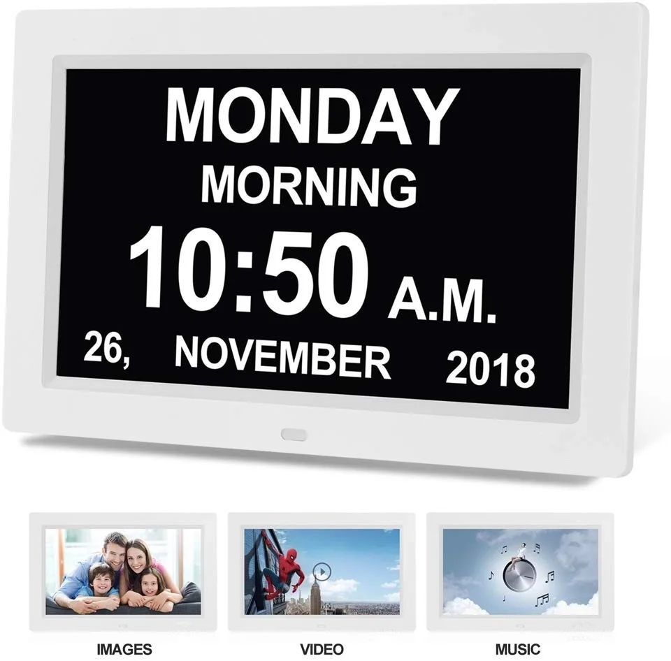 Elderly alert option digital calendar clock large visually impaired digital clock for 7-inch digital clock enlarge