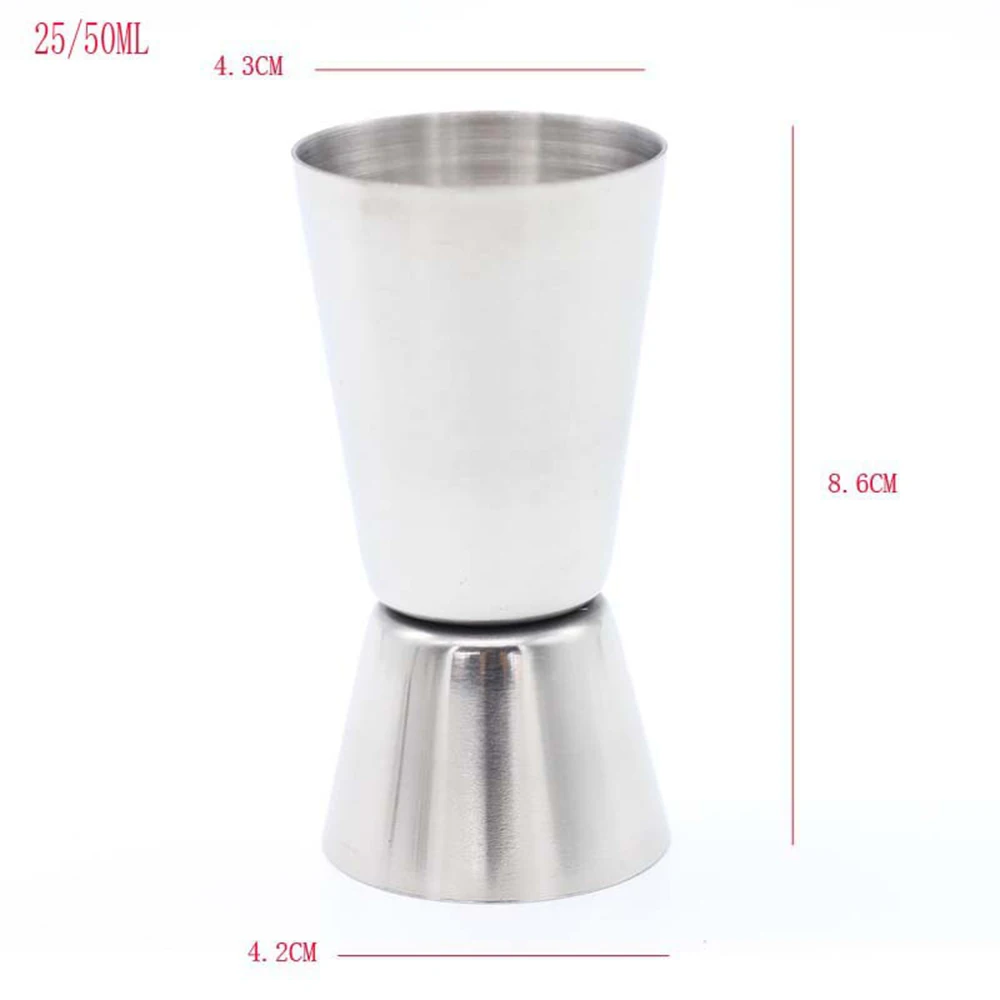 

25/50ML Bartender Stainless Steel Measuring Cup Double-headed Glass Bar Cocktail Mojito Blender Measuring Cup Kitchen Bar Tool