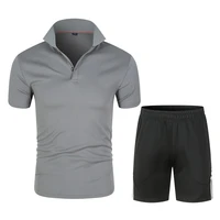 2021 running fitness sports suit summer mens polo short sleeved thin casual fashion t shirt shorts 2 piece set