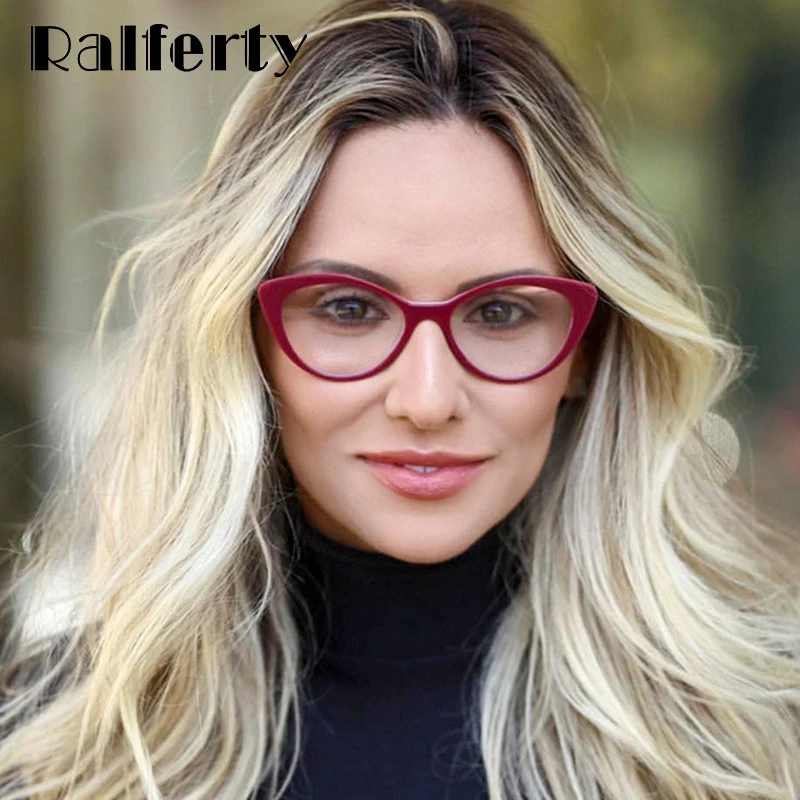 Ralferty винтажные женские очки прозрачные оправы для очков красные очки кошачий глаз без диоптрий очки F95179