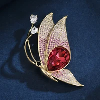 2021 beauty butterfly zircon brooch elegant rhinestone insect pin and brooches for women wedding clothing corsage accessories