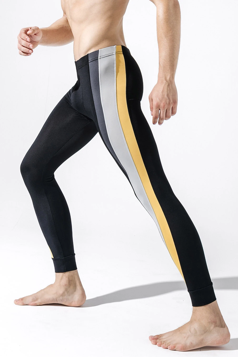 Пикантные мужские трико в контрастную полоску спортивные Леггинсы для спортзала