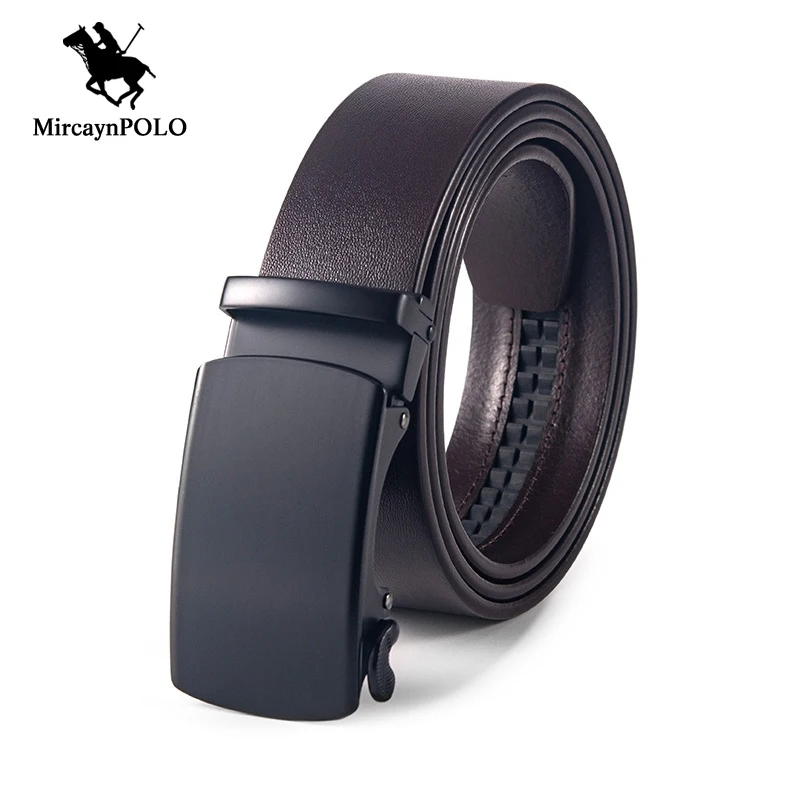 MircaynPOLO Mens Belts Fashion  Minimalist Black Automatic Buckle  Belt 2021 Luxury Vintage Cowhide Leather Waistband For Men