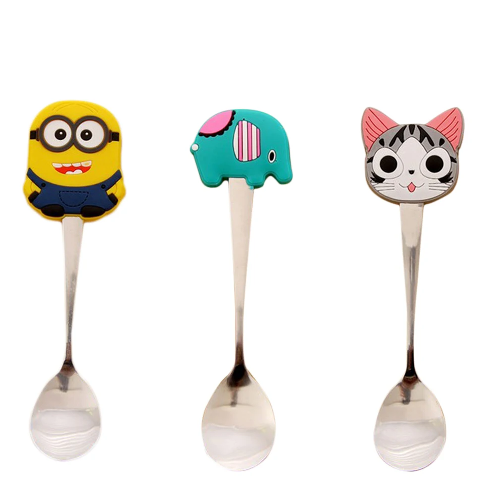 Столовые приборы из нержавеющей стали 1 шт. маленькая ложка ПВХ милая кухонная