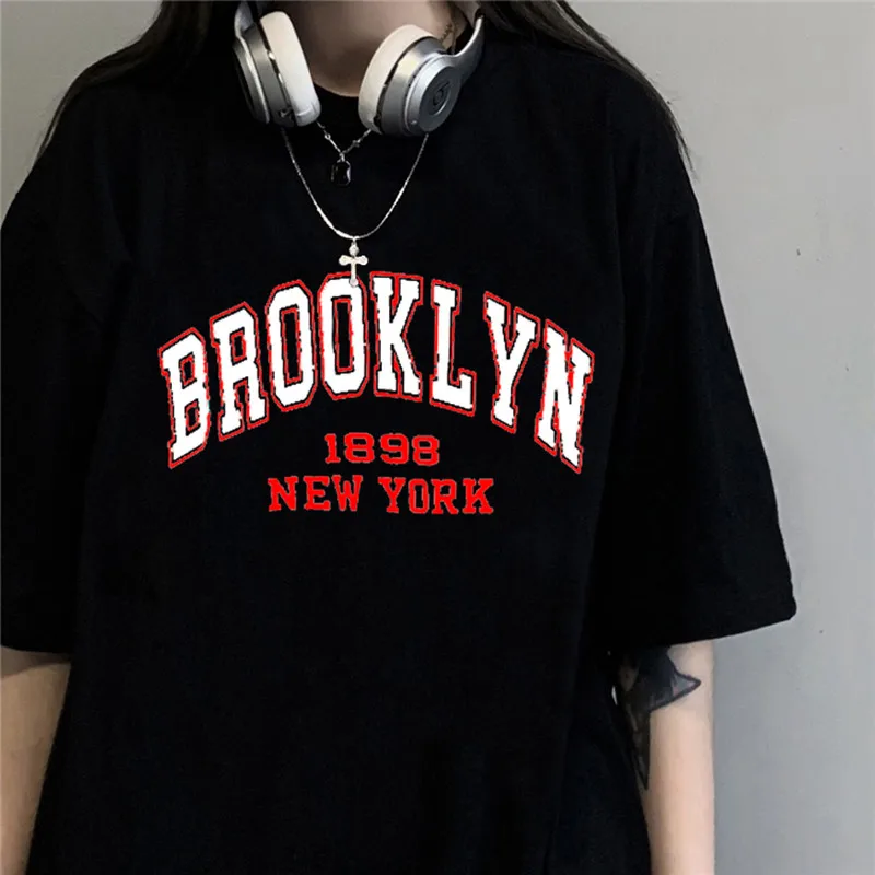 

Aesthetic Korean Street Women's T-shirt Letter Printed Tees Summer Short Sleeved Cotton O-neck Harajuku Loose Tee shirt Female
