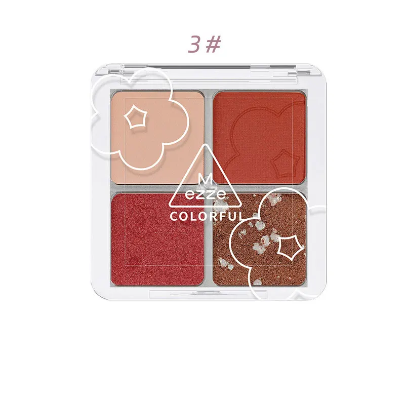 4 Colors Sequins Eyeshadow Earth Color Peach Blossom Mini Portable Pearlescent Waterproof Palette TSLM1 |