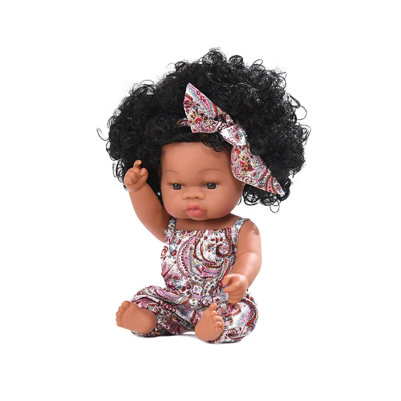 

Black people Rubber simulation baby doll children's bath toy vinyl reborn kids Birthday Gifts playmate early education lovely