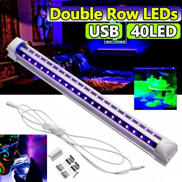 

1PC 40 LED DJ Equipment Ultraviolet Lamp Portable 32cm USB Fixtures Black Light Bar LED Strip Lights UV Poster Art