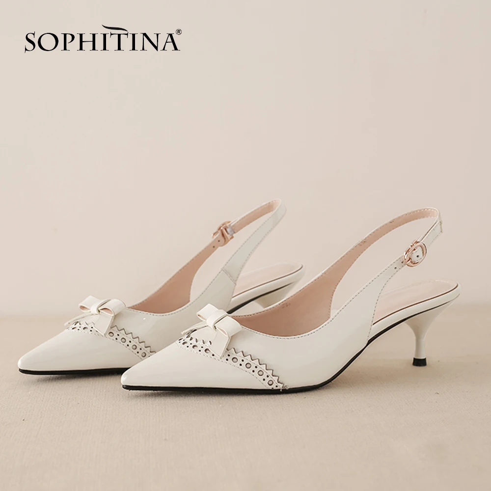 SOPHITINA/новые женские туфли лодочки с острым носком Модная элегантная обувь бантом