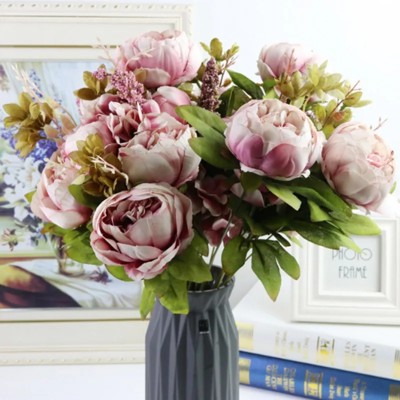 Имитация пиона букет искусственных цветов для дома украшение свадебного стола