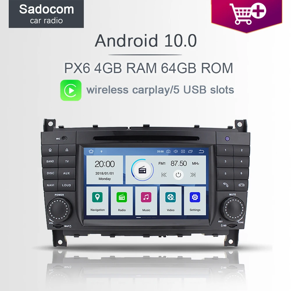 Автомобильный DVD-плеер PX6 2 din Android 10 0 6 ядер 64 ГБ ROM 4 Гб RAM GDS Автомагнитола для Benz W203