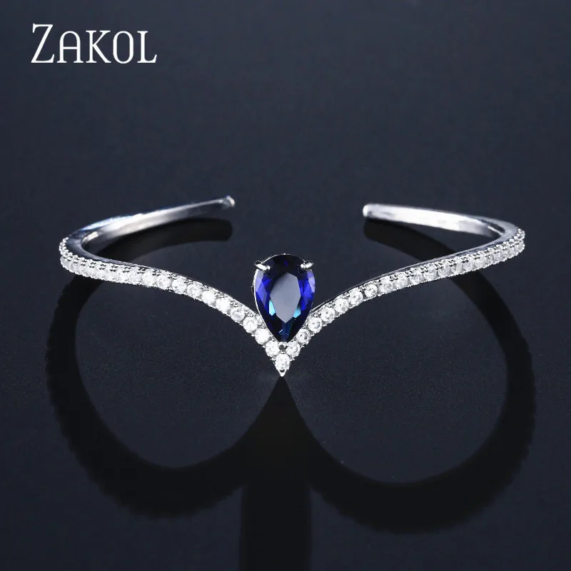 Модные черные браслеты ZAKOL с кубическим цирконием модные браслеты-манжеты для