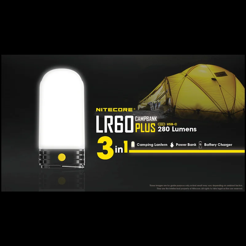 Barato NITECORE LR60 Luz De Camping Recargable 3-en-1 Banco De Energía Y Linterna De Camping Y Cargador De Batería Magnética Farol LED Portátil