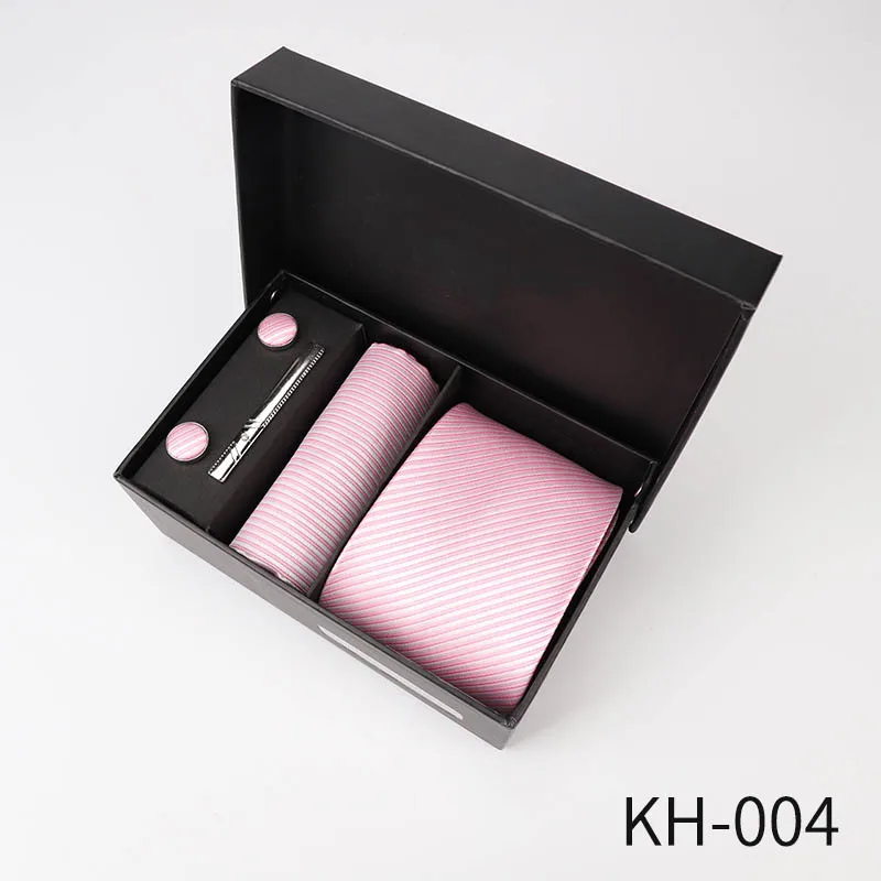 KH 004 6 шт. мужские деловые галстуки Подарочная коробка 8 см Повседневный галстук-бабочка классический Одноцветный жаккардовый полосатый Аксессуары для галстуков свадебный подарок - Цвет: KH 004