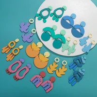 lifefontier korean colorful graffiti acrylic tassel earrings geometric cute cactus drop earrings for women summer jewelry 2021