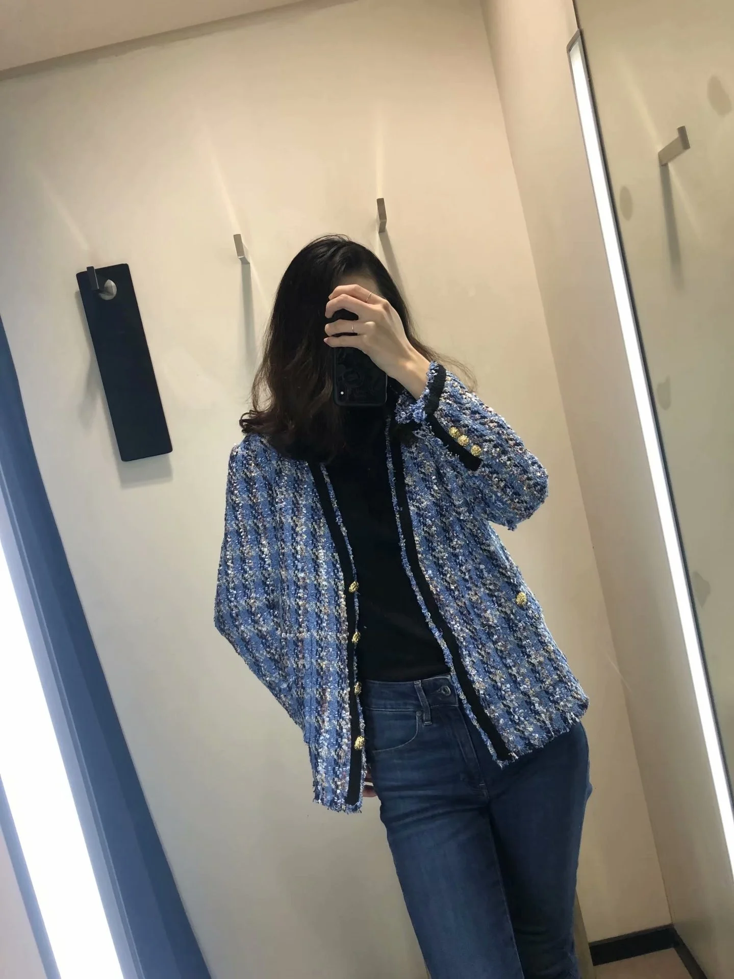 street Spring 2020 new women's style fashion temperament versatile tweed coat