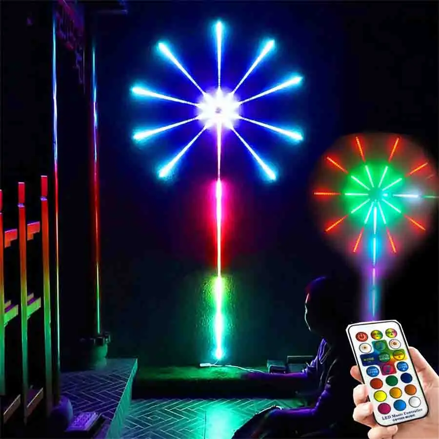 

Thrisdar Firework Led Strip Lights With Remote RGB Music Sync Flexible Tape Rope kit for Bar Stairs Party Bedroom Holiday Decor