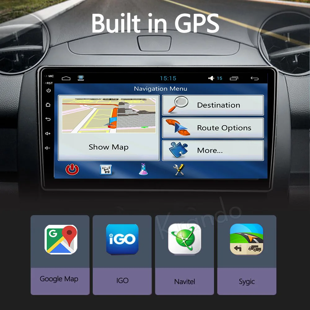 Krando Android 10.0 9&quot IPS Full Touch Car Multimedia Radio For Mazda 2 2007-2014 Audio GPS Carplay DSP WIFI | Автомобили и