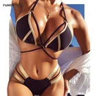 Сексуальный комплект бикини для экстремальных повязок, новинка 2020, женский золотой черный блестящий бразильский купальник пуш-ап, женский купальник-бандо с подкладкой, бикини