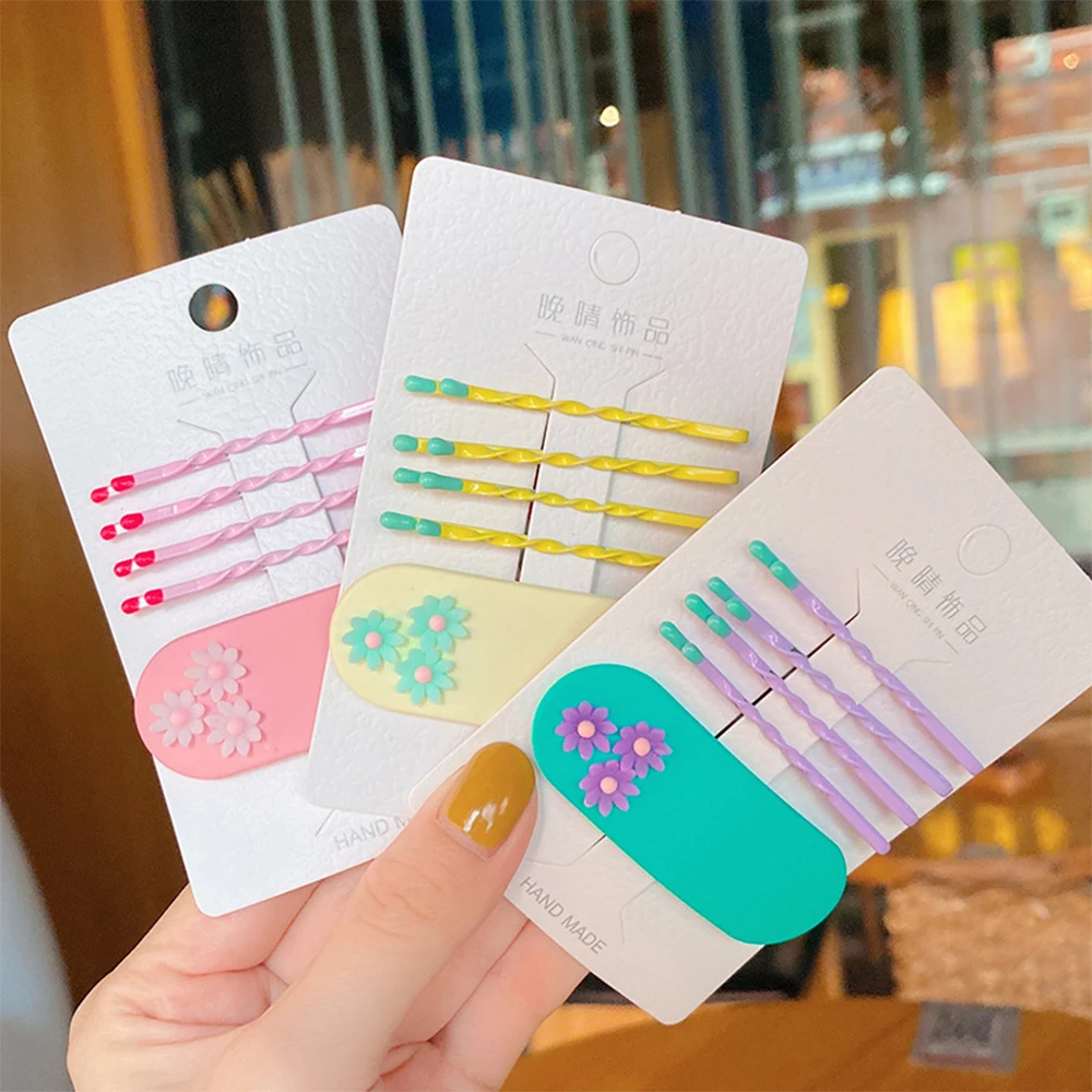 Hyun ветер цвет конфеты милая девушка челка заколка для волос края зажим BB a слово