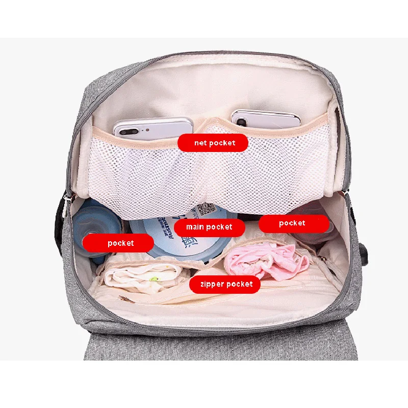 

2021 Diaper Bag Mummy Daddy Backpack Baby Stroller Bag Waterproof Oxford Handbag Nursing USB Kits Rechargeable Bag Nappy Holder