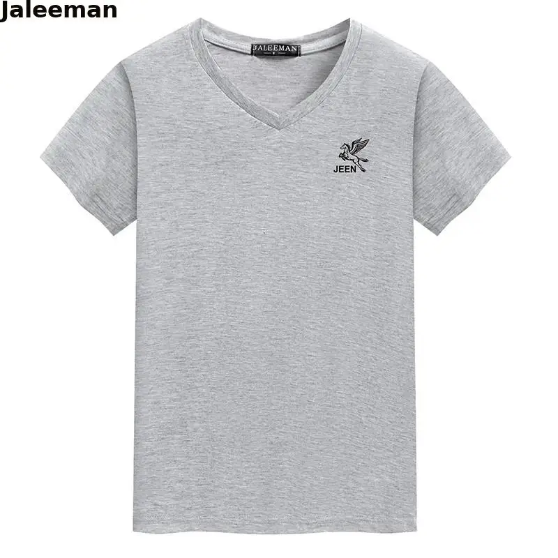 

JALEEMAN 2021 Summer New Little Pegasus T-shirt Men's Casual V-neck Short Sleeve Brand T-shirt Men's Breathable