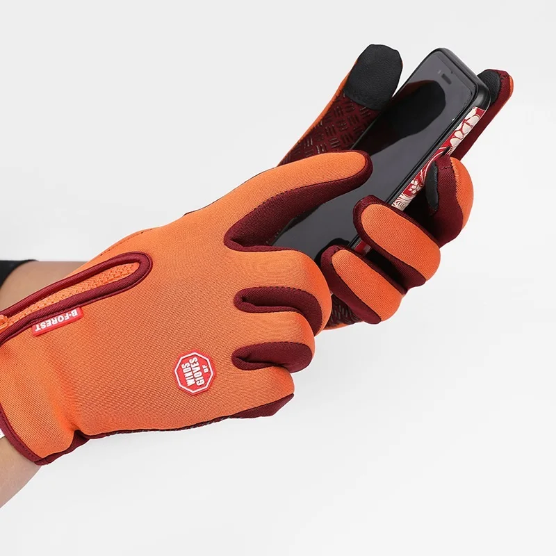 

Glove outdoor winter men and women sports riding warm gloves motorcycle windproof plus velvet PU touch screen finger gloves