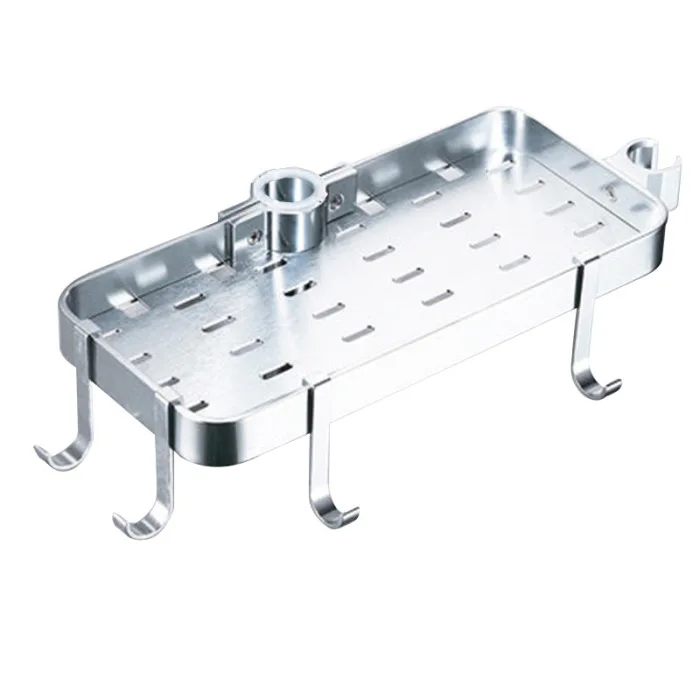 Беспробиваемый лоток ванная комната стойка Алюминиевая душевая трубка лоток полка с крючками J99Store