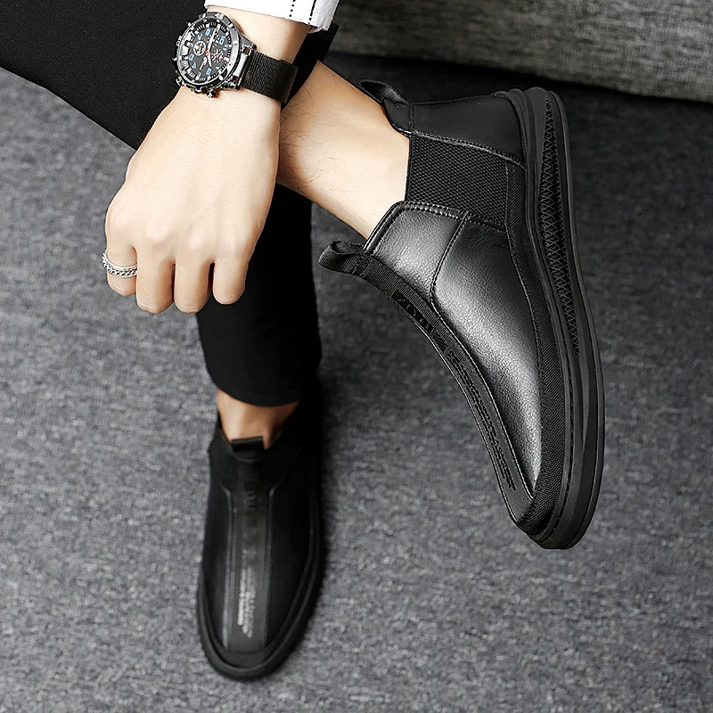 

Casual Sports Shoes Shoes High Top Fashion Men Casual Mens Hightop Sneaker Man Shoe Leather For Sneakers Leisure Men's Flat