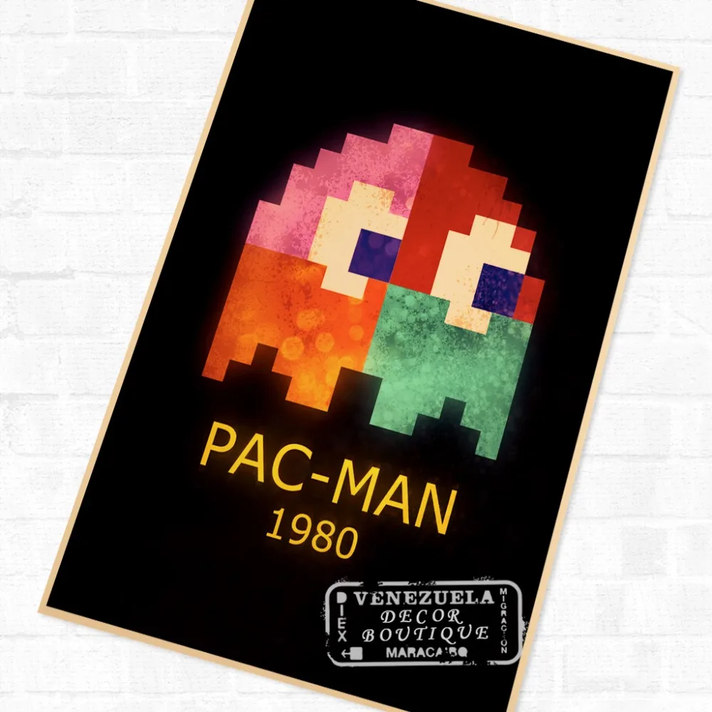 Pacman 1980 винтажные видеоигры пропагандистские постеры Ретро Картина на холсте